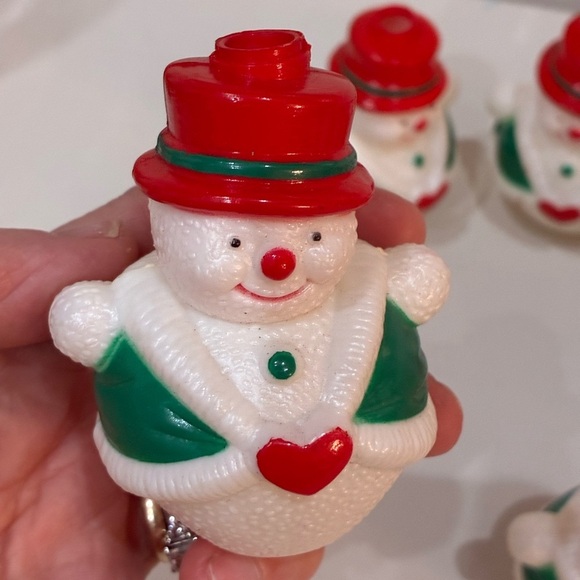 blow mold Other - Vintage Blow Mold Christmas Light Covers – Snowmen & Santas – SET OF 15